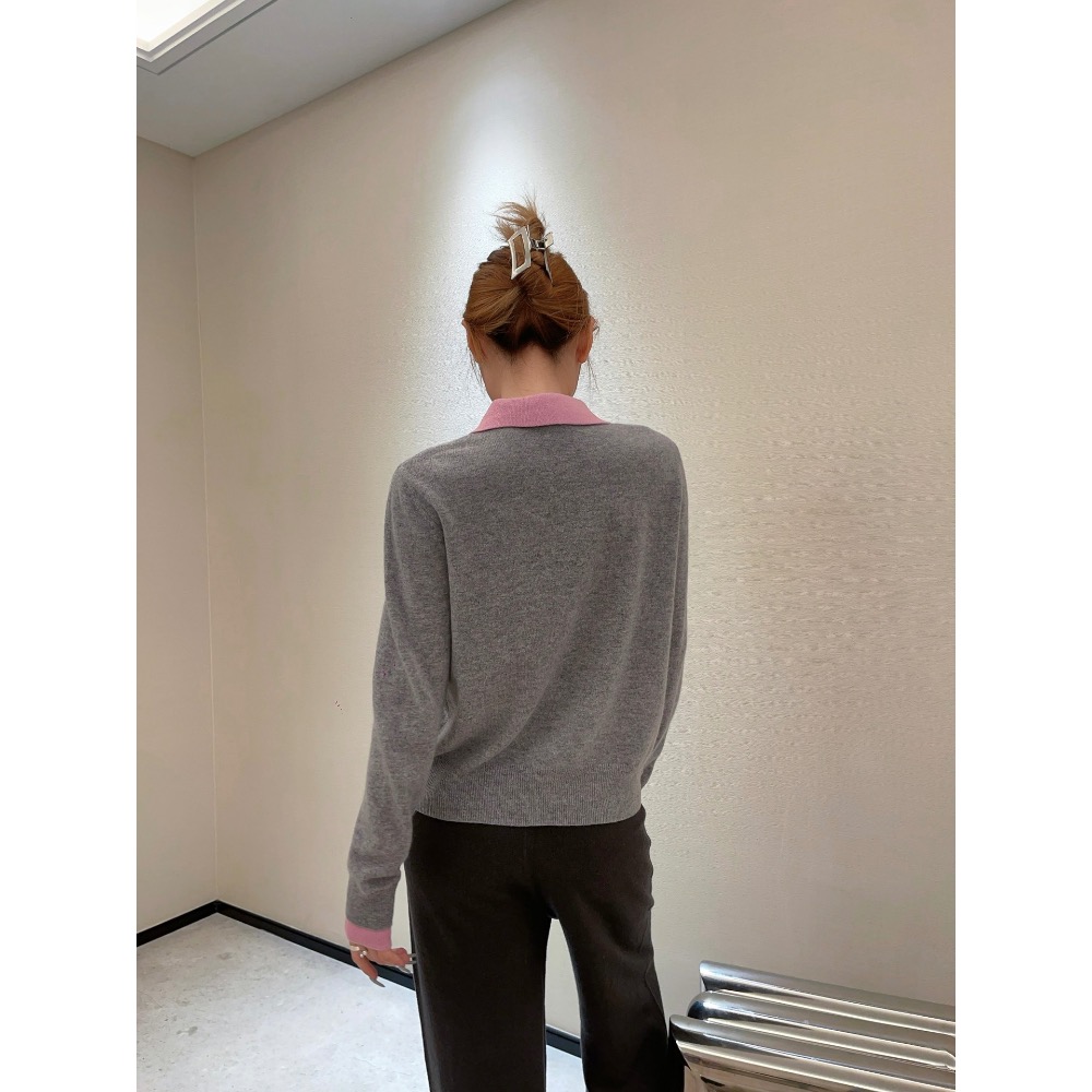 Polo RL 針織外套 小外套，假兩件娃娃翻領針織開衫，二合一設計，視覺效果可愛俏皮。百分百羊毛質感的針織更加保暖舒適-細節圖3