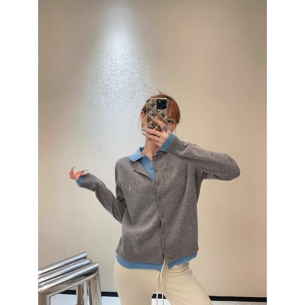 Polo RL 針織外套 小外套，假兩件娃娃翻領針織開衫，二合一設計，視覺效果可愛俏皮。百分百羊毛質感的針織更加保暖舒適-細節圖7