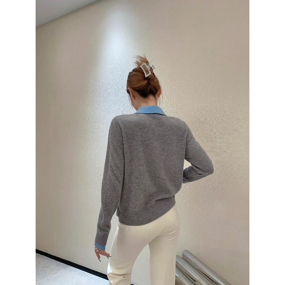 Polo RL 針織外套 小外套，假兩件娃娃翻領針織開衫，二合一設計，視覺效果可愛俏皮。百分百羊毛質感的針織更加保暖舒適-細節圖9