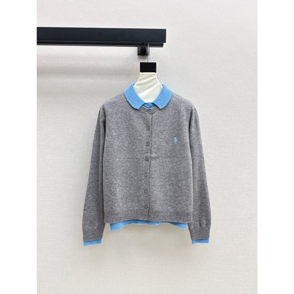 Polo RL 針織外套 小外套，假兩件娃娃翻領針織開衫，二合一設計，視覺效果可愛俏皮。百分百羊毛質感的針織更加保暖舒適-細節圖10