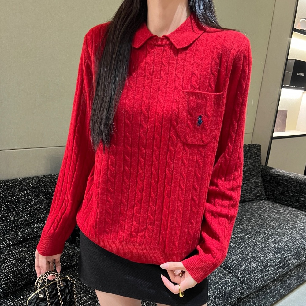 POLO RL 針織衫 上衣 毛衣 經典刺繡娃娃領針織衫 溫柔復古風～～經典小圓領休閒百搭 基礎色隨意搭配都不會出錯！這-細節圖2