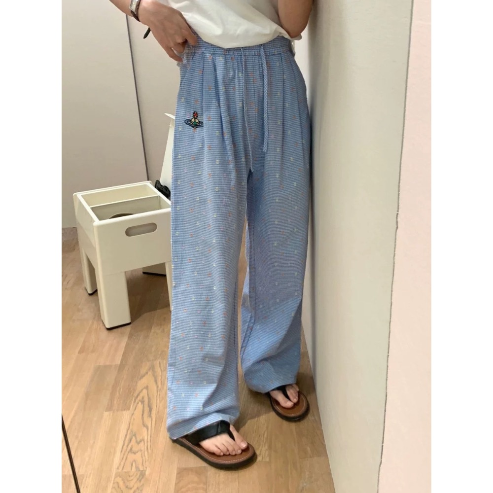 Viviennewestwood 休閒褲 闊腿褲 T恤 上衣 修身！打底單穿都美美的，土星經典刺繡LOGO，格紋及波點印-細節圖6