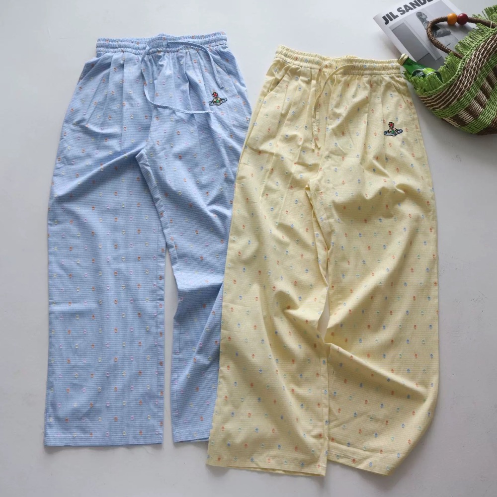 Viviennewestwood 休閒褲 闊腿褲 T恤 上衣 修身！打底單穿都美美的，土星經典刺繡LOGO，格紋及波點印-細節圖7