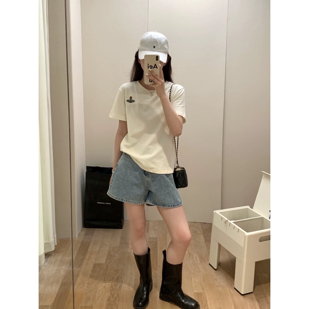 Viviennewestwood 休閒褲 闊腿褲 T恤 上衣 修身！打底單穿都美美的，土星經典刺繡LOGO，格紋及波點印-細節圖10