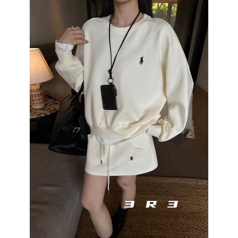 RL polo 套裝 寬鬆長袖T 衛衣 休閒短裙子 上衣 經典款戰馬美式復古小馬標，清爽有氣質，實穿，分開搭也百搭  ✔-細節圖6