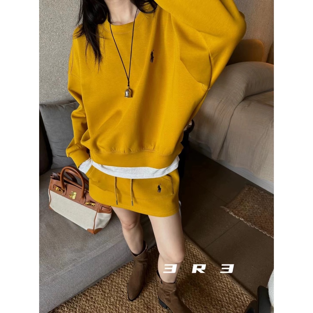 RL polo 套裝 寬鬆長袖T 衛衣 休閒短裙子 上衣 經典款戰馬美式復古小馬標，清爽有氣質，實穿，分開搭也百搭  ✔-細節圖8