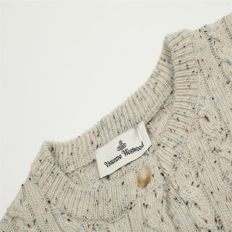 溫柔系🌿Vivienne Westwood 針織外套 小外套 法式勾花土星刺繡毛衣外套 針織開襟衫-細節圖6