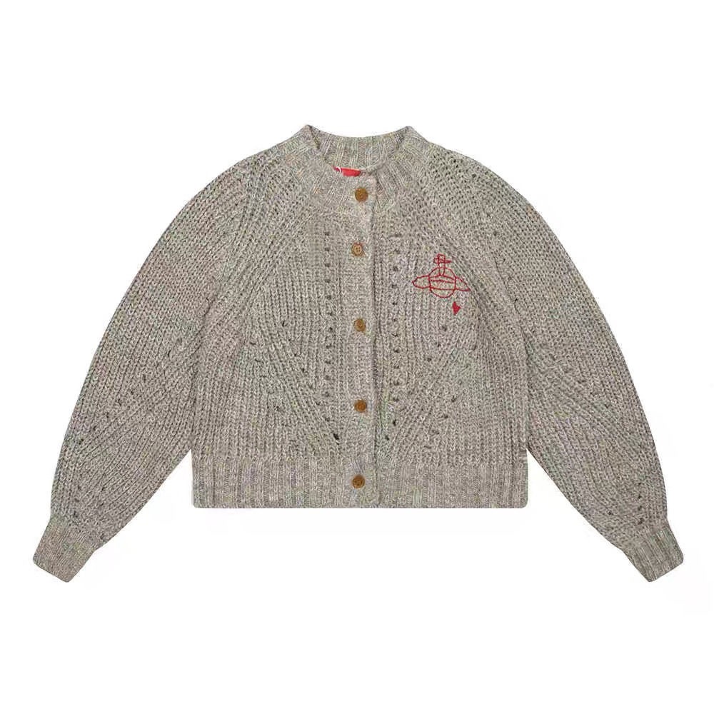 溫柔系🌿Vivienne Westwood 毛衣外套 小外套 法式勾花土星刺繡毛衣外套 針織開襟衫 經典土星刺繡 氣質-細節圖4