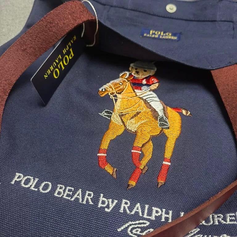 RL polo 托特包 購物袋 手提包 肩背包 大包，刺繡小熊帆布包 可愛萌個性熊bear通勤外出都方便 好氣質  下單-細節圖7