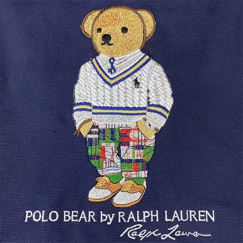 RL polo 托特包 購物袋 手提包 肩背包 大包，刺繡小熊帆布包 可愛萌個性熊bear通勤外出都方便 好氣質  下單-細節圖9