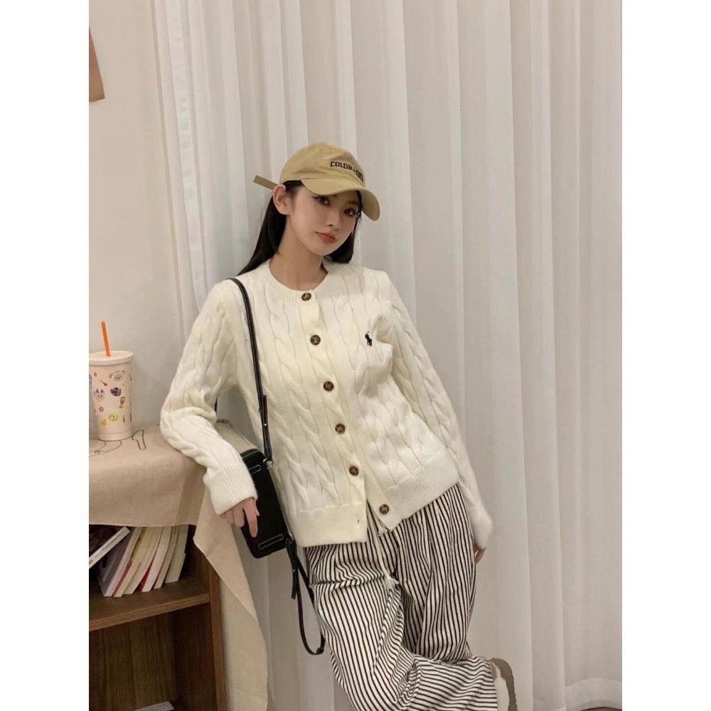 奶呼呼🌿RL 針織外套 小外套 毛衣外套 針織開襟衫 白色毛衣 太溫柔啦 真的太愛軟軟糯糯的 毛衣啦 羊毛麻花毛衣摸起-細節圖4