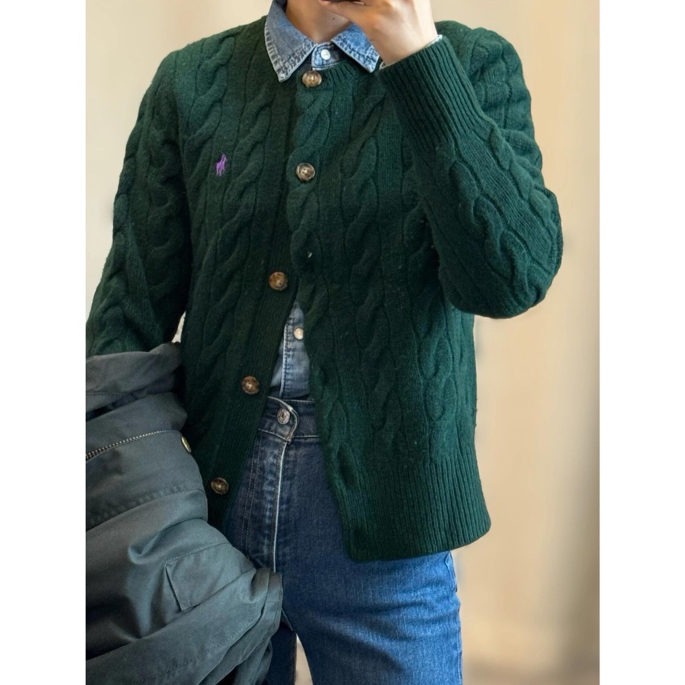 奶呼呼🌿RL 針織外套 小外套 毛衣外套 針織開襟衫 白色毛衣 太溫柔啦 真的太愛軟軟糯糯的 毛衣啦 羊毛麻花毛衣摸起-細節圖11