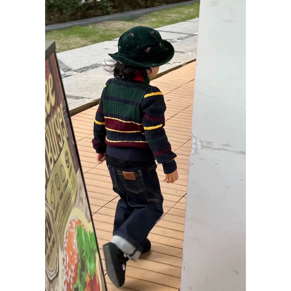 RL polo 針織衫 小外套 毛衣 好氣質小馬標毛衣外套 親子裝 兒童針織開襟衫 溫馨不對稱撞色條紋針織衫 圓領開襟衫-細節圖5