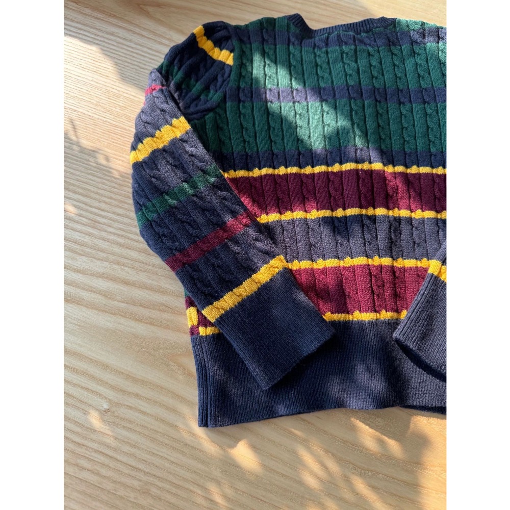 RL polo 針織衫 小外套 毛衣 好氣質小馬標毛衣外套 親子裝 兒童針織開襟衫 溫馨不對稱撞色條紋針織衫 圓領開襟衫-細節圖11