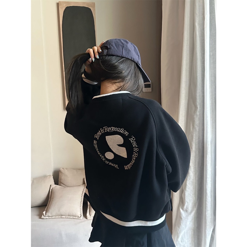 韓國RR 外套 夾克 棒球外套 刺繡休閒男女同款外套 restandrecreation復古翻領夾克 好好看啊❤️  ✔-細節圖3