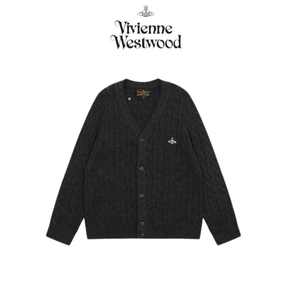 Vivienne Westwood 針織外套 小外套  經典土星標識針織開衫 刺绣羊毛针织V领长袖开襟衫 毛衣外套  一-細節圖5