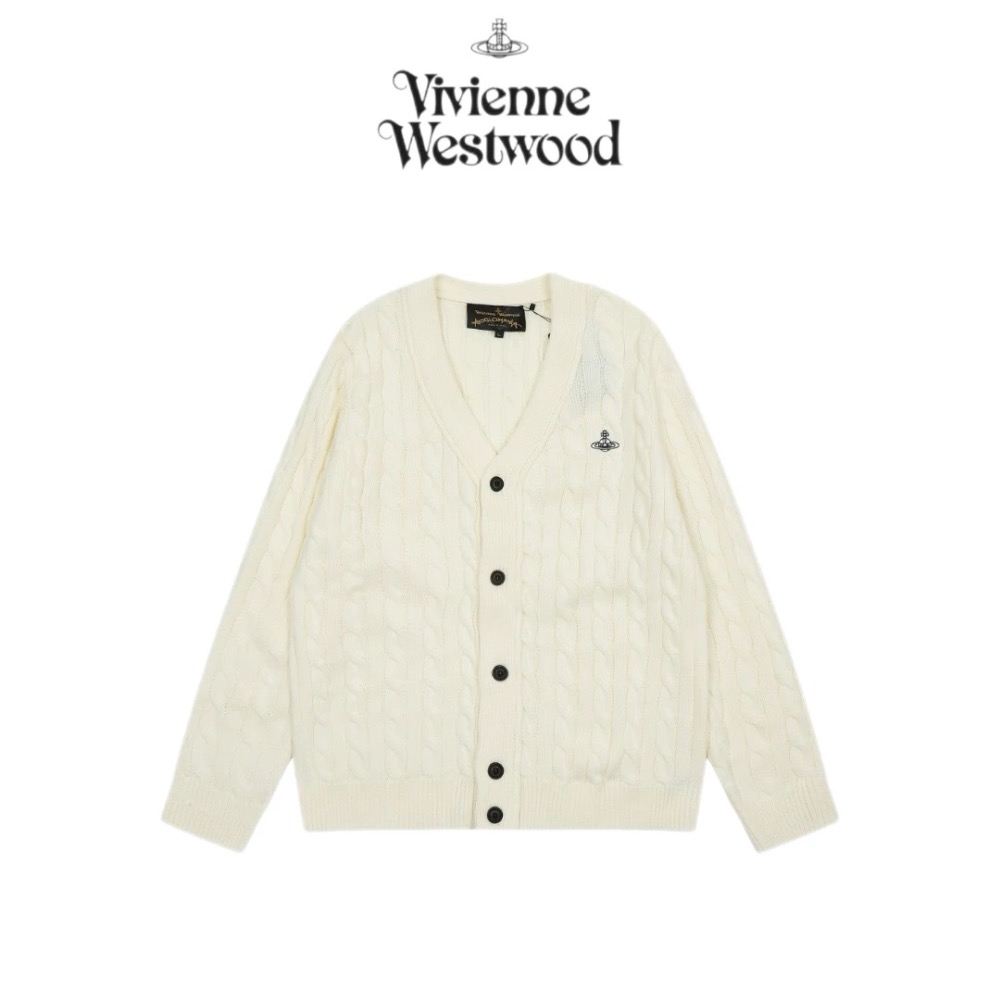 Vivienne Westwood 針織外套 小外套  經典土星標識針織開衫 刺绣羊毛针织V领长袖开襟衫 毛衣外套  一-細節圖6