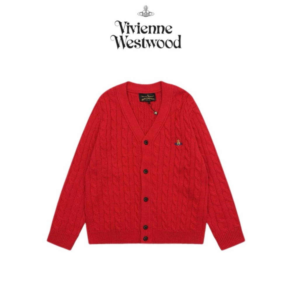 Vivienne Westwood 針織外套 小外套  經典土星標識針織開衫 刺绣羊毛针织V领长袖开襟衫 毛衣外套  一-細節圖7