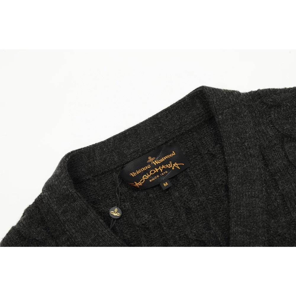 Vivienne Westwood 針織外套 小外套  經典土星標識針織開衫 刺绣羊毛针织V领长袖开襟衫 毛衣外套  一-細節圖8