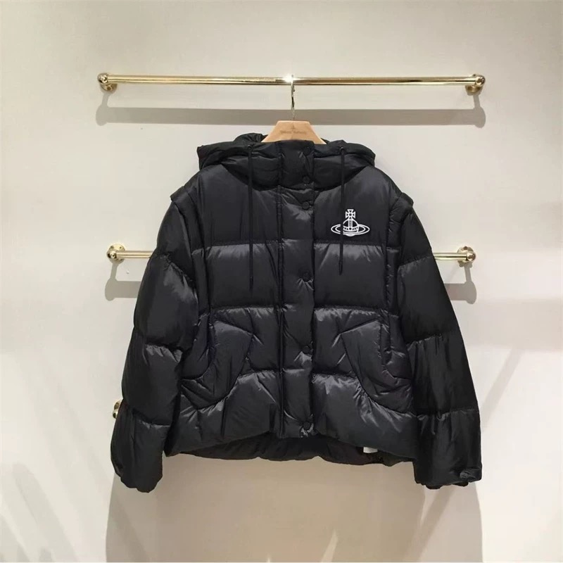 Vivienne Westwood 羽絨外套 背心外套 韓國同步鵝絨馬甲 可拆卸袖子兩種穿法麵包外套 羽絨大衣 新款星球-細節圖4