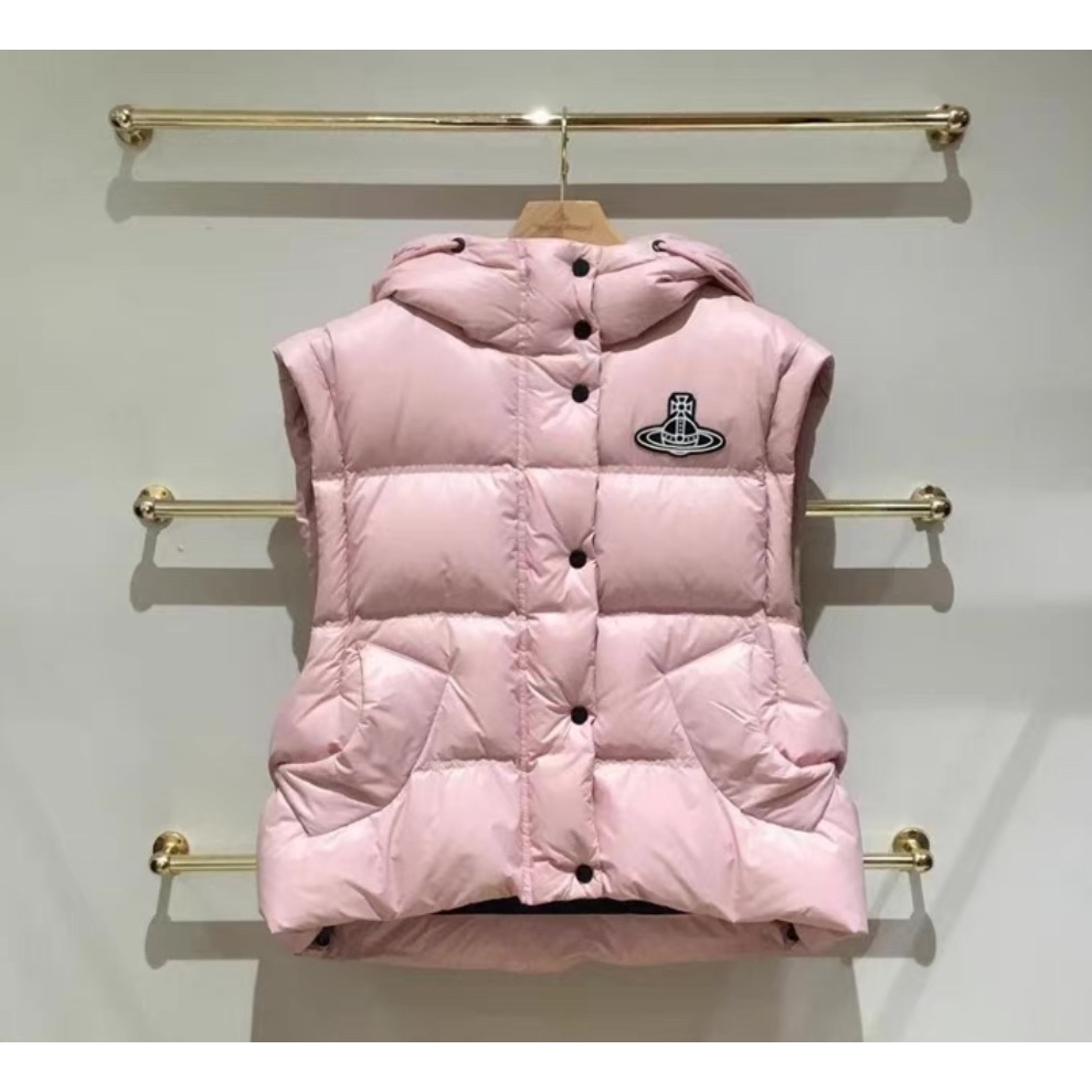 Vivienne Westwood 羽絨外套 背心外套 韓國同步鵝絨馬甲 可拆卸袖子兩種穿法麵包外套 羽絨大衣 新款星球-細節圖7