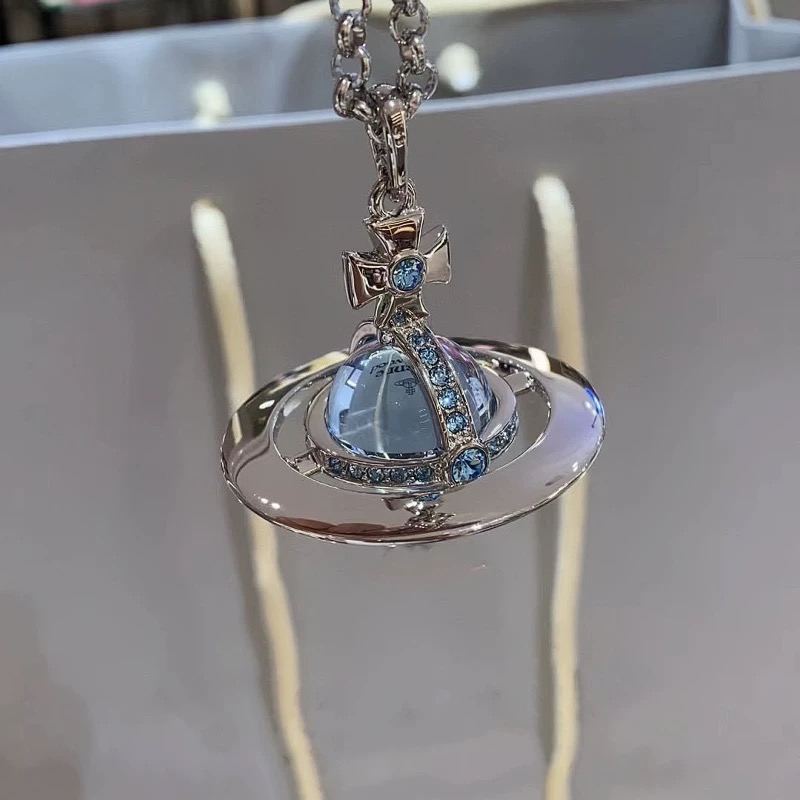 Vivienne Westwood 項鍊 項鏈，大號土星 orb水鑽項鍊鎖骨鏈毛衣鏈 項鍊疊戴百搭 超級美品   顏色可-細節圖5