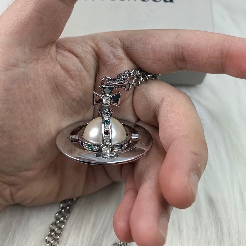 Vivienne Westwood 項鍊 項鏈，大號土星 orb水鑽項鍊鎖骨鏈毛衣鏈 項鍊疊戴百搭 超級美品   顏色可-細節圖11