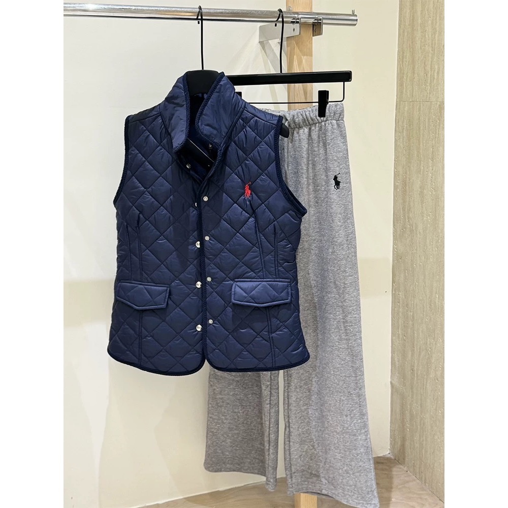 RL polo 背心外套 馬甲 好氣質 四季百搭萬年款 經典小馬標 商務休閒皆宜 柔軟親膚 經典馬標刺繡菱格羽絨馬甲上衣-細節圖11