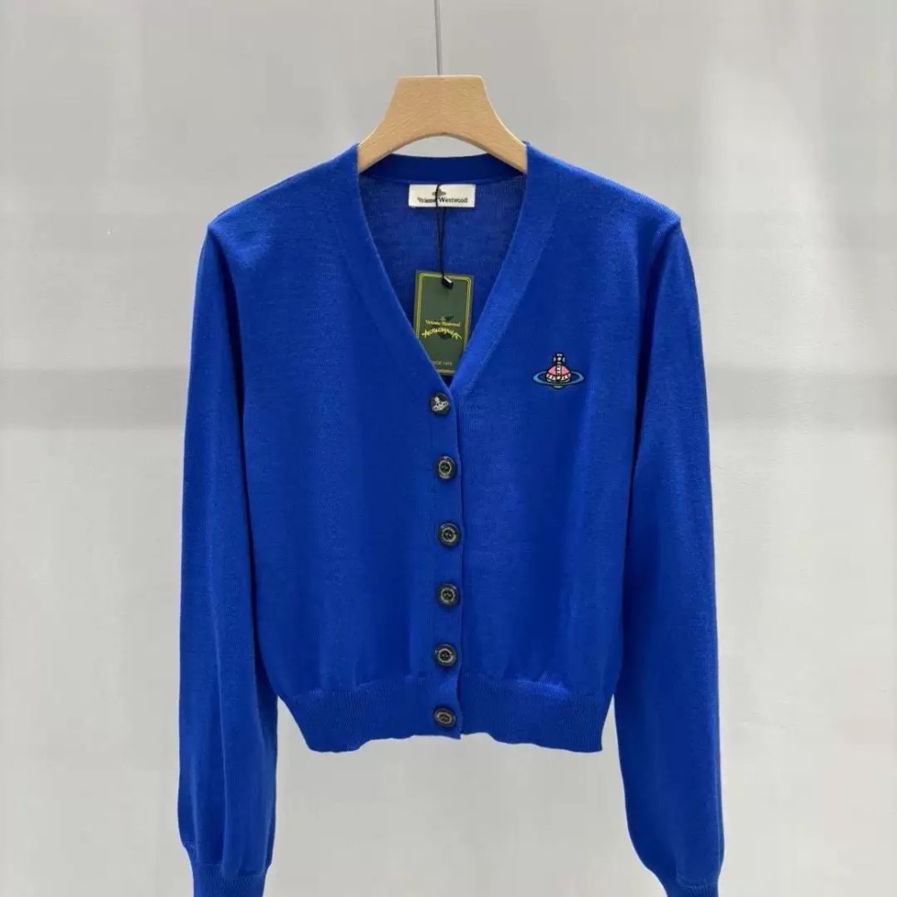 Vivienne Westwood 針織外套 毛衣外套  V領開襟衫針織毛衣外套 土星logo針織羊毛圓領開襟衫 外套夾-細節圖2
