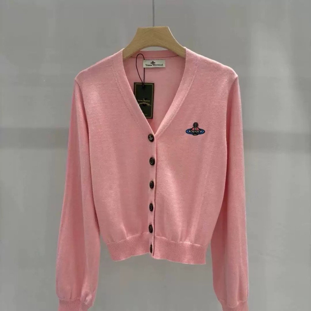 Vivienne Westwood 針織外套 毛衣外套  V領開襟衫針織毛衣外套 土星logo針織羊毛圓領開襟衫 外套夾-細節圖4