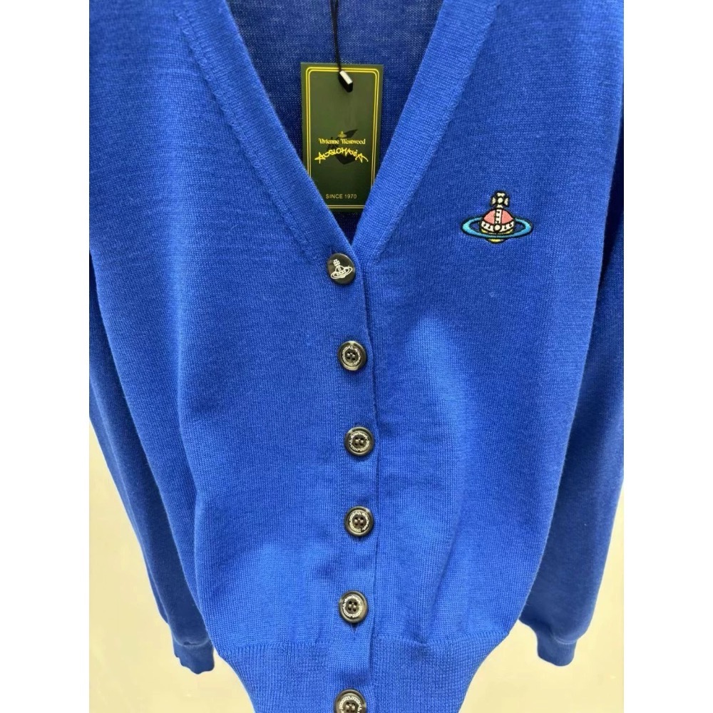 Vivienne Westwood 針織外套 毛衣外套  V領開襟衫針織毛衣外套 土星logo針織羊毛圓領開襟衫 外套夾-細節圖6