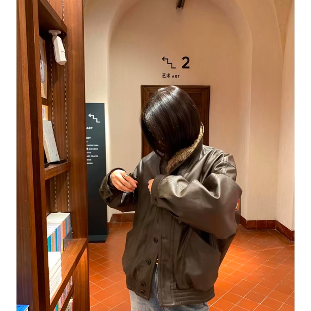 acne studios 皮衣 皮卷毛一體環保皮衣女冬寬松氣質外套夾克 太美了 超級好看！    ✔️ 國際運送約十幾天-細節圖6
