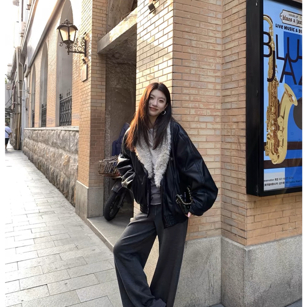 acne studios 皮衣 皮卷毛一體環保皮衣女冬寬松氣質外套夾克 太美了 超級好看！    ✔️ 國際運送約十幾天-細節圖7