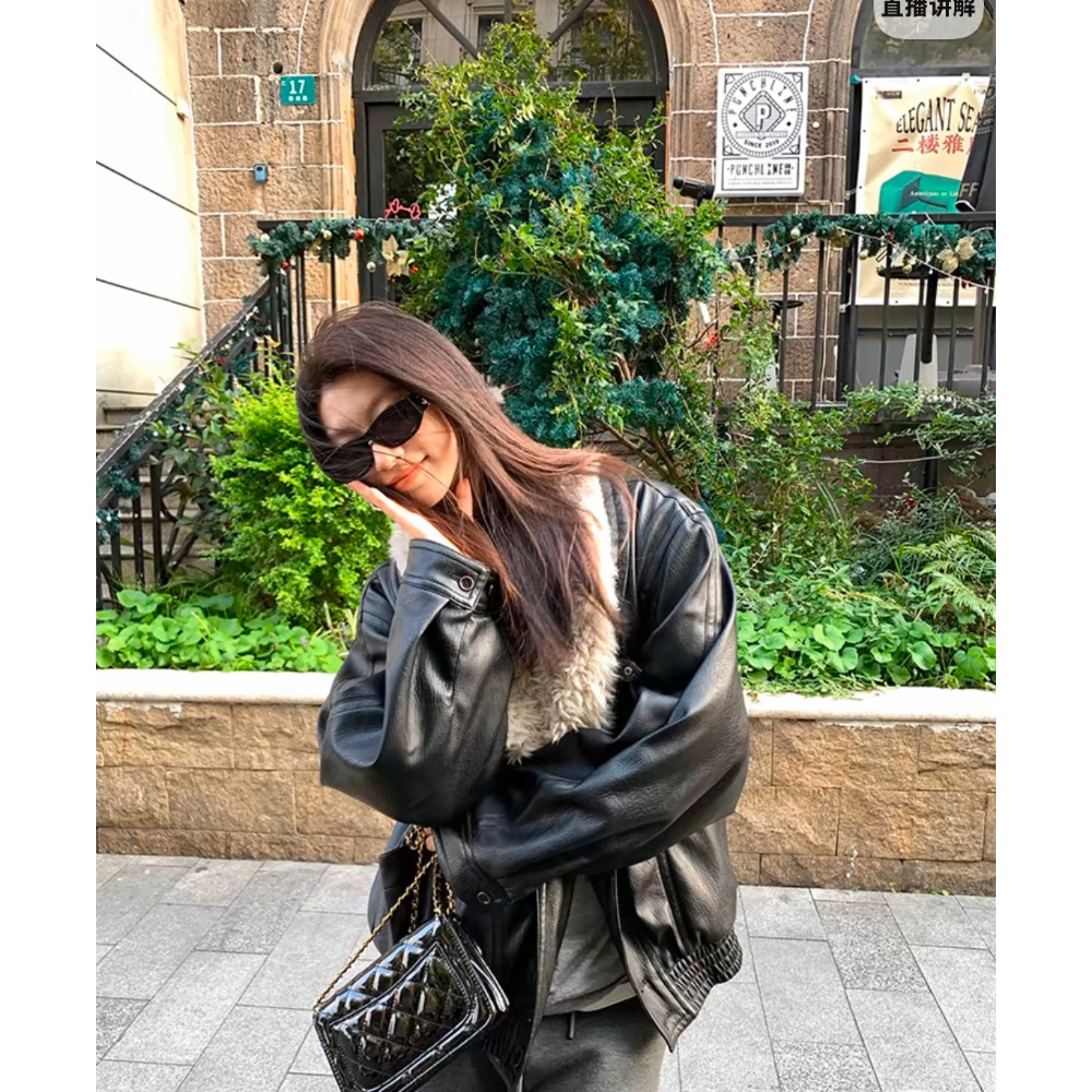 acne studios 皮衣 皮卷毛一體環保皮衣女冬寬松氣質外套夾克 太美了 超級好看！    ✔️ 國際運送約十幾天-細節圖9