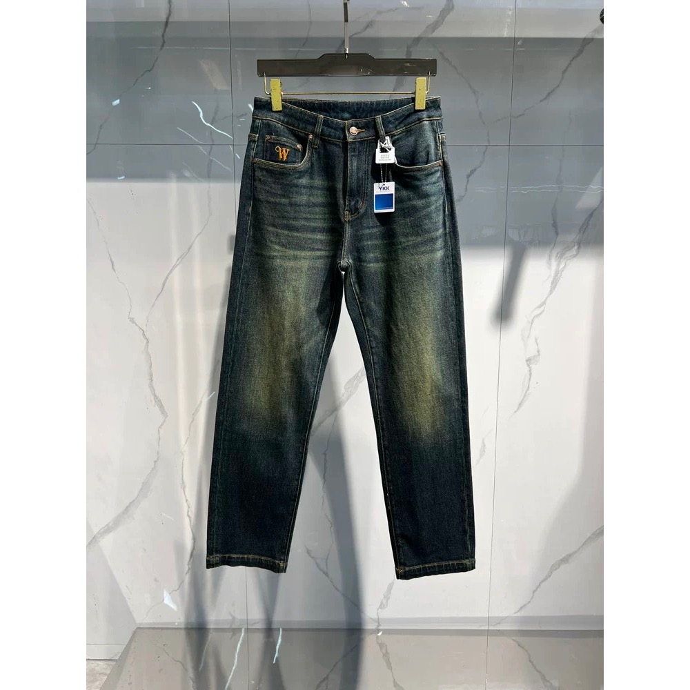 Vivienne Westwood 牛仔褲 土星刺繡高時尚簡約繡標刺繡直筒修身休閒褲 男士百搭水洗牛仔褲百搭 舒適休閒時-細節圖5