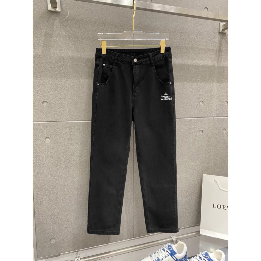 Vivienne Westwood 牛仔褲 土星logo時尚百搭休閒 水洗男士牛仔長褲 百搭 舒適休閒時尚 顯瘦！  S-細節圖7
