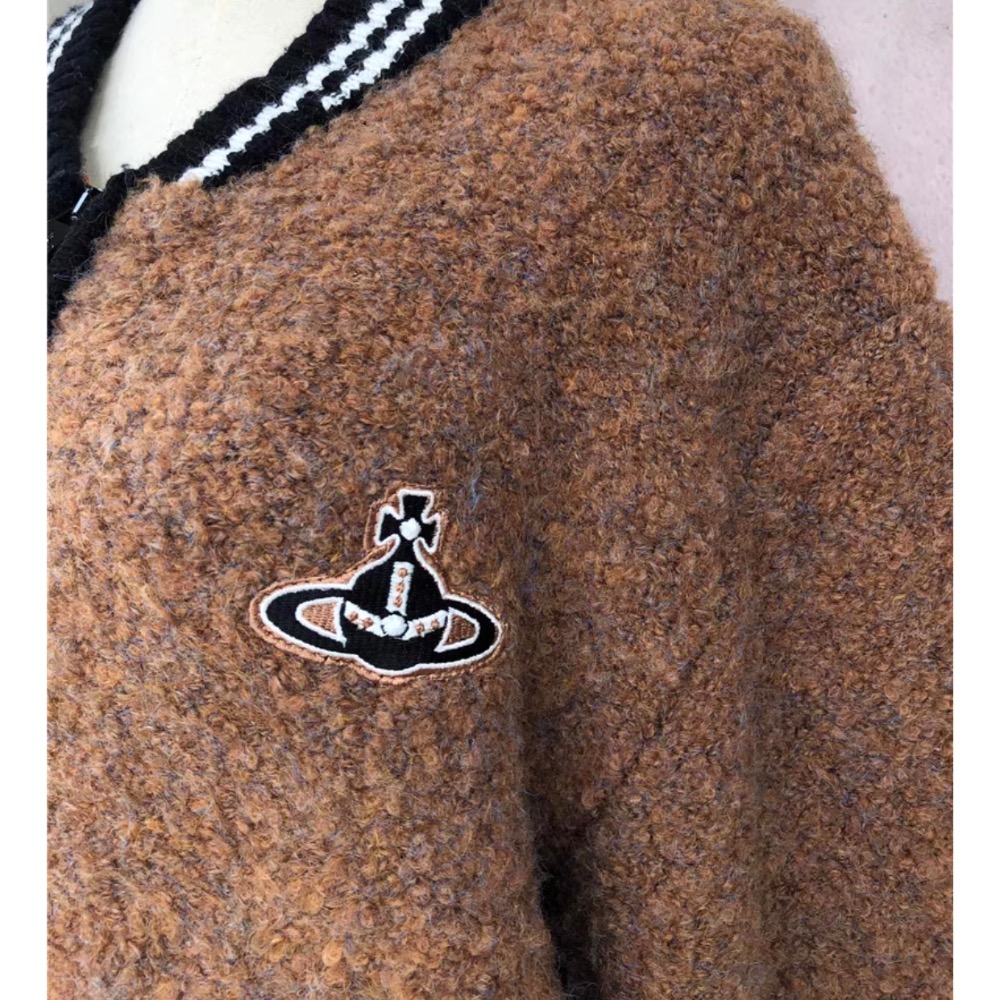 Vivienne Westwood 土星 Q羊羔毛 棒球外套 夾克 外套 土星刺绣 泰迪熊羊毛外套   ✔️國際運送約十-細節圖6