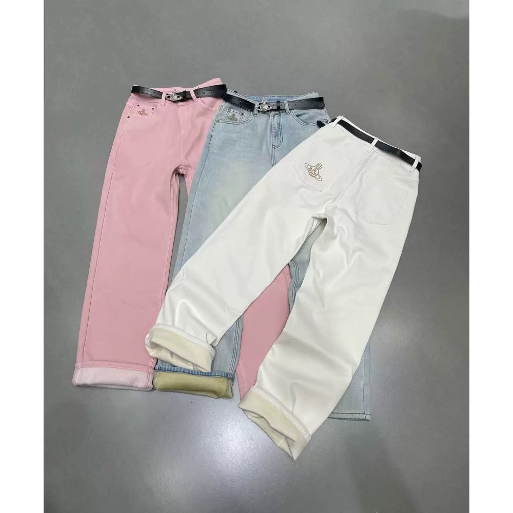 Vivienne Westwood 牛仔褲 高腰顯瘦 經典土星刺繡 直筒修身 百搭長褲  ✔️國際運送約十幾天，可以等待-細節圖5