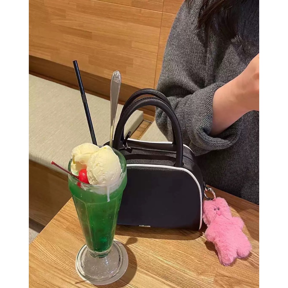 Avam手提包 飯盒包 絲綢真絲波士頓 手提保齡球小包 芭蕾風法式復古絲絨綢緞感法式外出布包小巧可愛 手法式手提包 方便-細節圖3