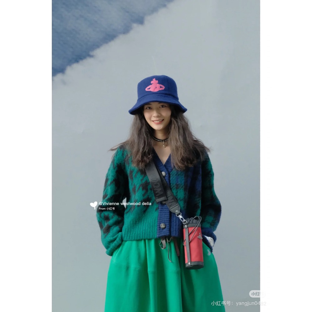 Vivienne Westwood 針織外套 毛衣外套  V領開襟衫針織毛衣外套 簡約撞色千鳥格拼接格子針織v領開衫 3-細節圖2