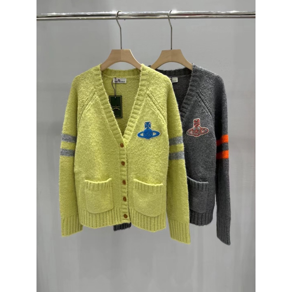 Vivienne Westwood 針織外套 毛衣 V領開襟衫 針織衫 毛衣外套 刺繡章logo V領針織開衫 SML-細節圖6