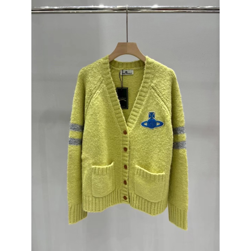 Vivienne Westwood 針織外套 毛衣 V領開襟衫 針織衫 毛衣外套 刺繡章logo V領針織開衫 SML-細節圖7