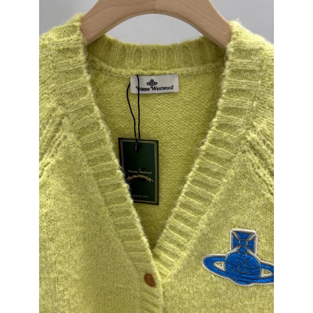 Vivienne Westwood 針織外套 毛衣 V領開襟衫 針織衫 毛衣外套 刺繡章logo V領針織開衫 SML-細節圖9