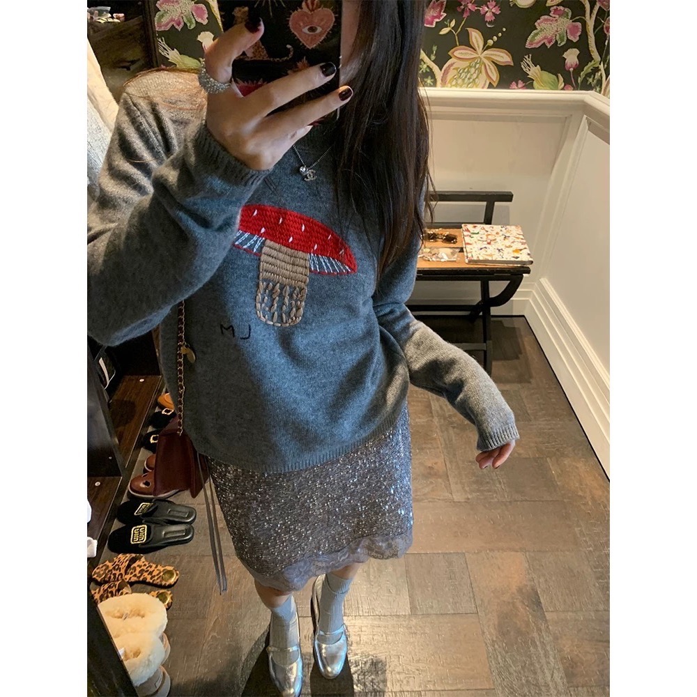 LM針織衫 毛衣 “高質羊絨”軟糯雲朵觸感小蘑菇套頭毛衣 圓領 羊毛基礎款打底單穿都好看：）-細節圖3