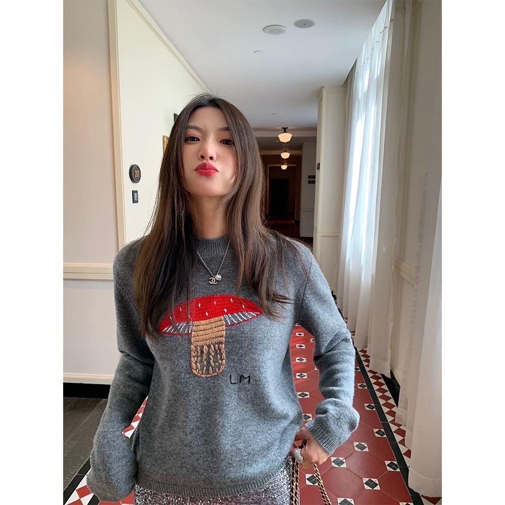 LM針織衫 毛衣 “高質羊絨”軟糯雲朵觸感小蘑菇套頭毛衣 圓領 羊毛基礎款打底單穿都好看：）-細節圖4