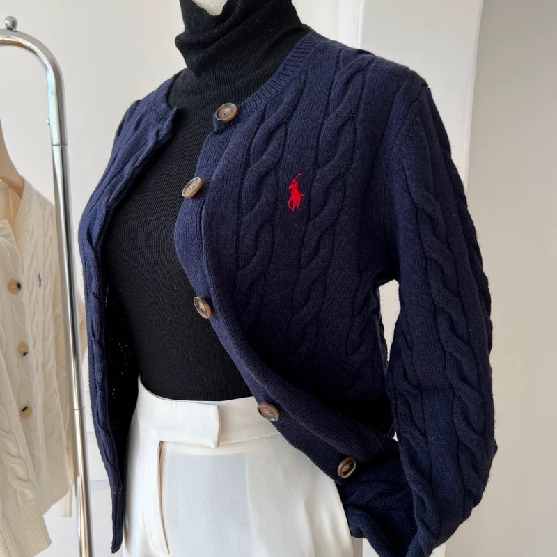 奶呼呼🌿RL 針織外套 小外套 新色 毛衣外套 針織開襟衫 白色毛衣 太溫柔啦 真的太愛軟軟糯糯的 毛衣啦 羊毛麻花毛-細節圖2