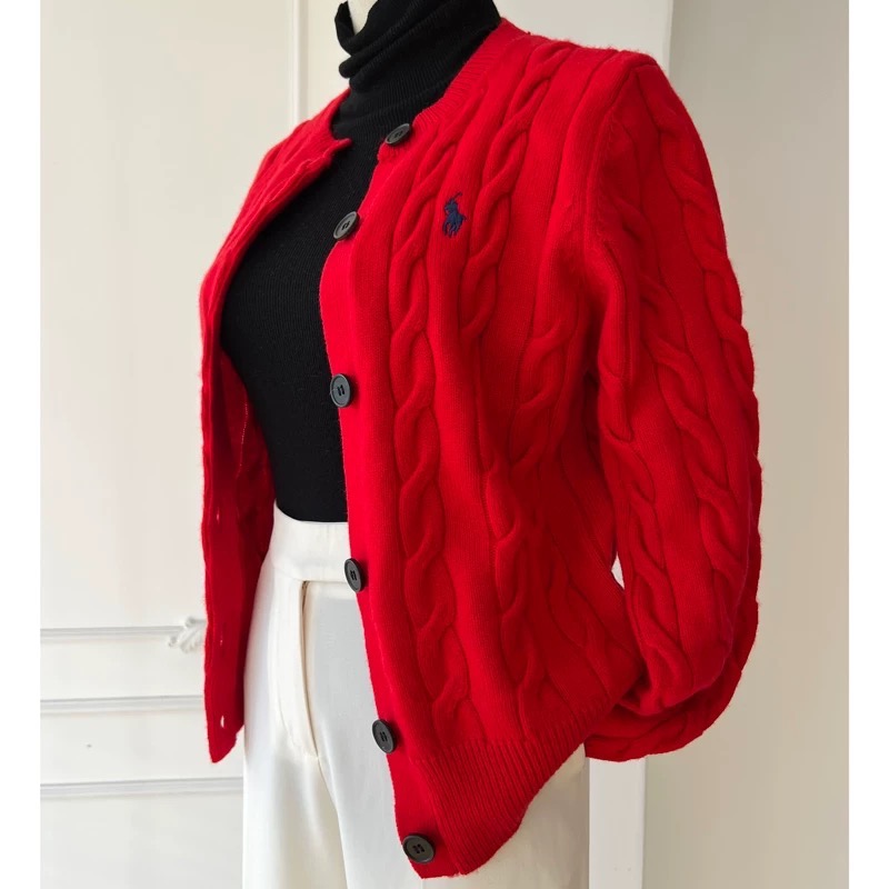 奶呼呼🌿RL 針織外套 小外套 新色 毛衣外套 針織開襟衫 白色毛衣 太溫柔啦 真的太愛軟軟糯糯的 毛衣啦 羊毛麻花毛-細節圖3