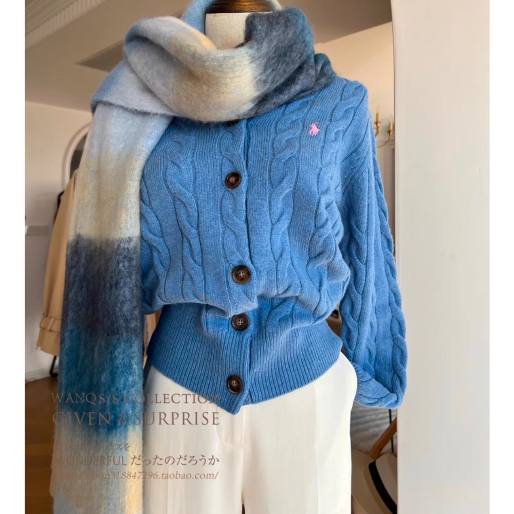 奶呼呼🌿RL 針織外套 小外套 新色 毛衣外套 針織開襟衫 白色毛衣 太溫柔啦 真的太愛軟軟糯糯的 毛衣啦 羊毛麻花毛-細節圖8