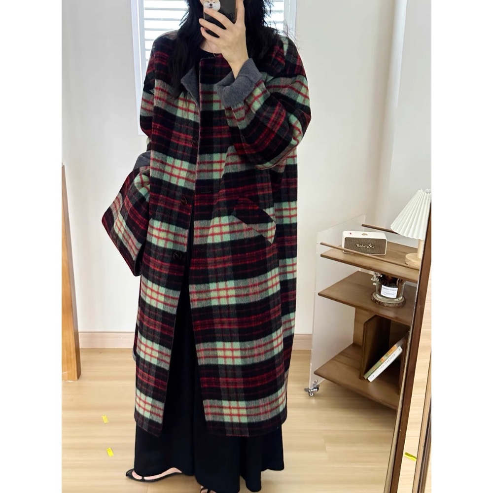 Vivienne Westwood 圍巾 大衣 披肩 圍脖 氣質 ， 格子兩面穿配圍巾大衣（四種穿法）超細100支100-細節圖3