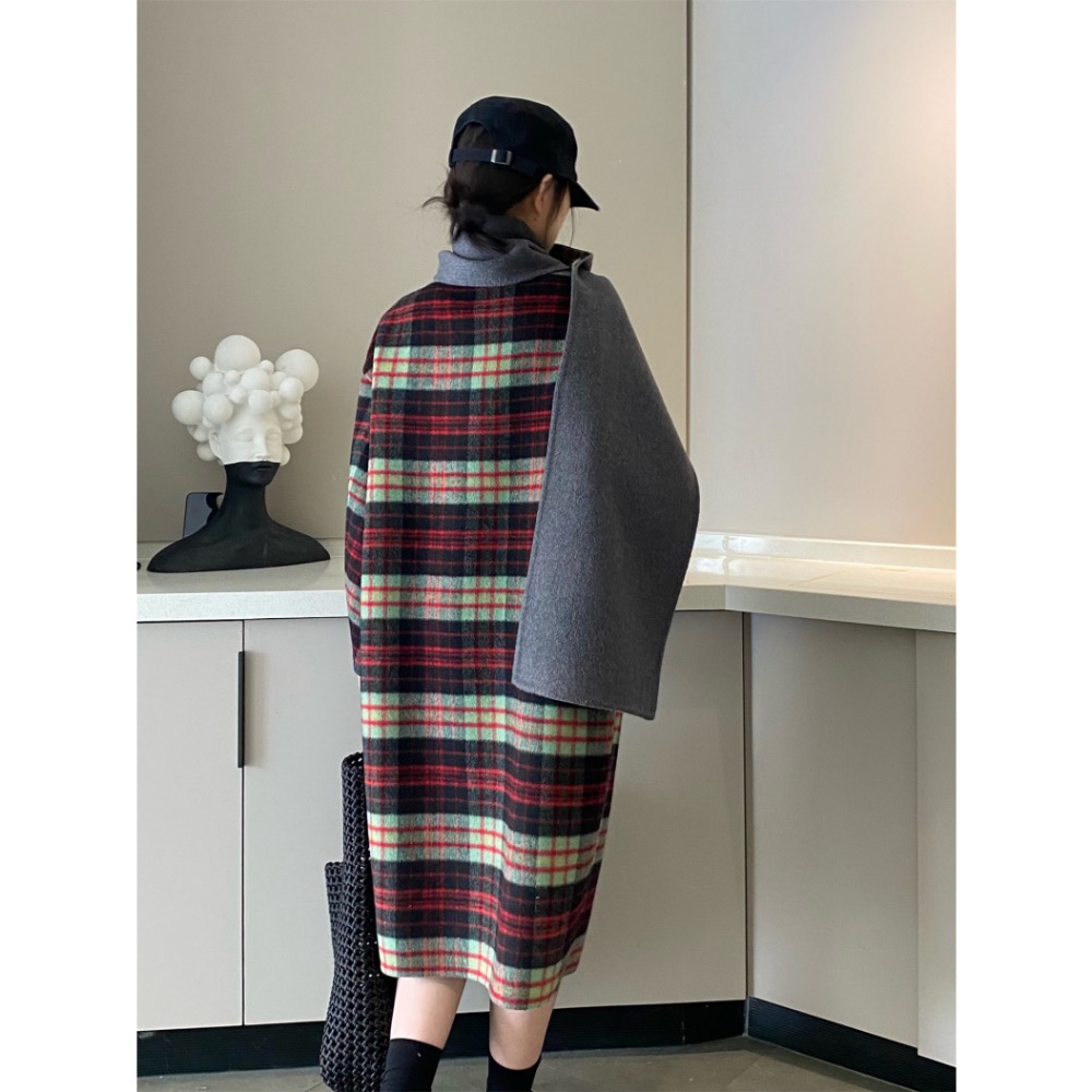 Vivienne Westwood 圍巾 大衣 披肩 圍脖 氣質 ， 格子兩面穿配圍巾大衣（四種穿法）超細100支100-細節圖6